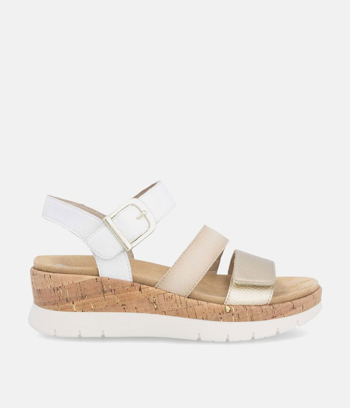 Remonte White Combi Strappy Wedge Sandals