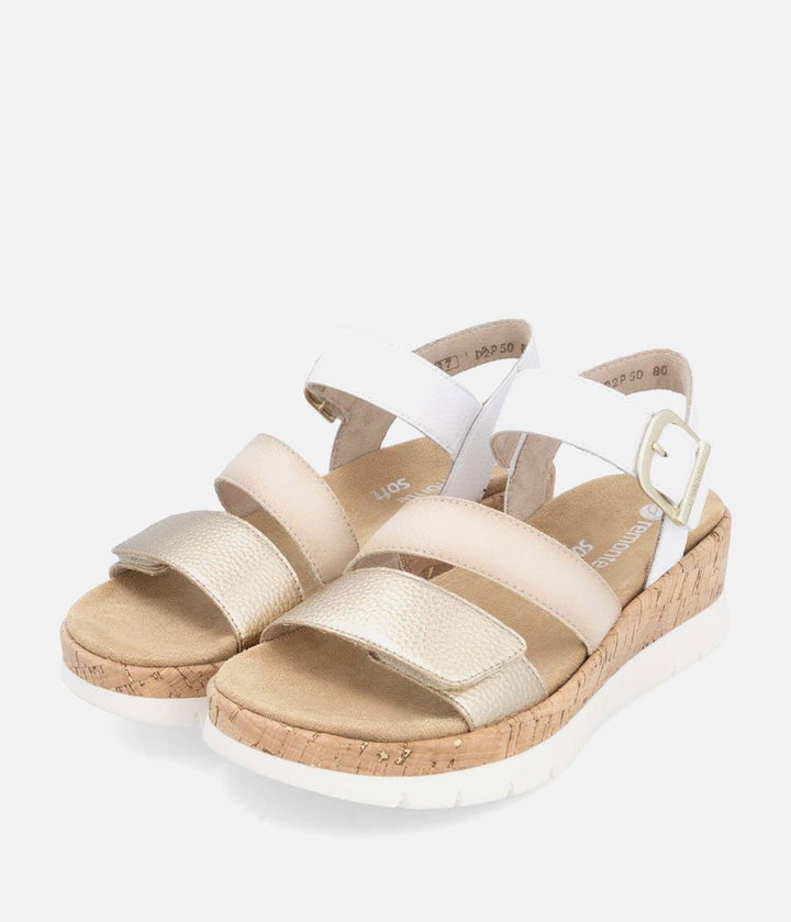Remonte White Combi Strappy Wedge Sandals