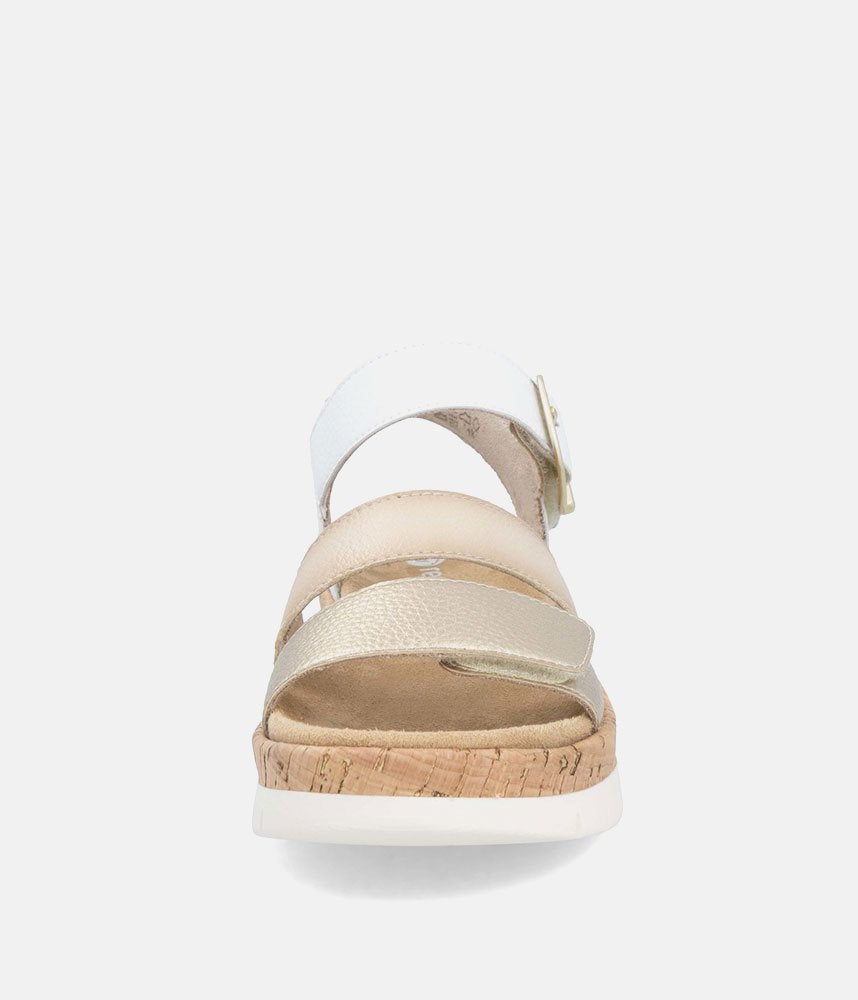 Remonte White Combi Strappy Wedge Sandals