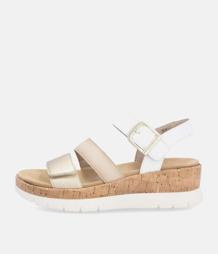 Remonte White Combi Strappy Wedge Sandals