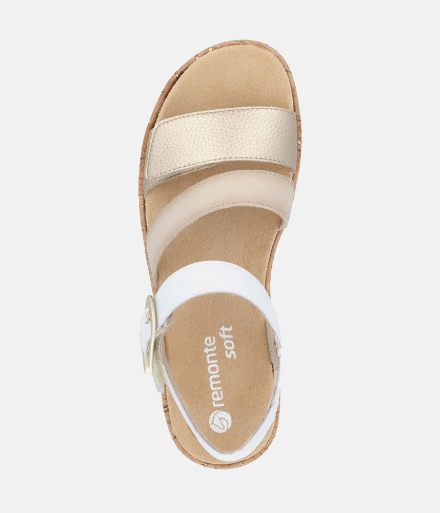 Remonte White Combi Strappy Wedge Sandals