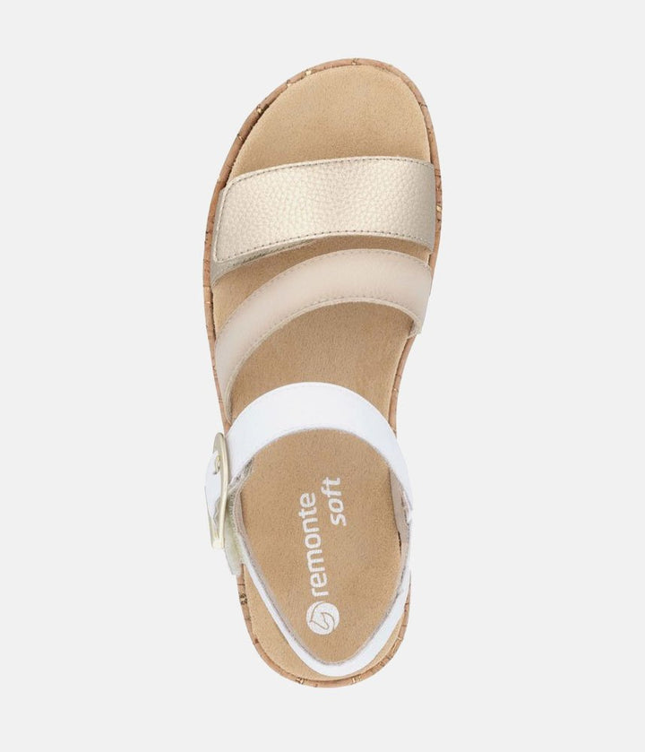Remonte White Combi Strappy Wedge Sandals