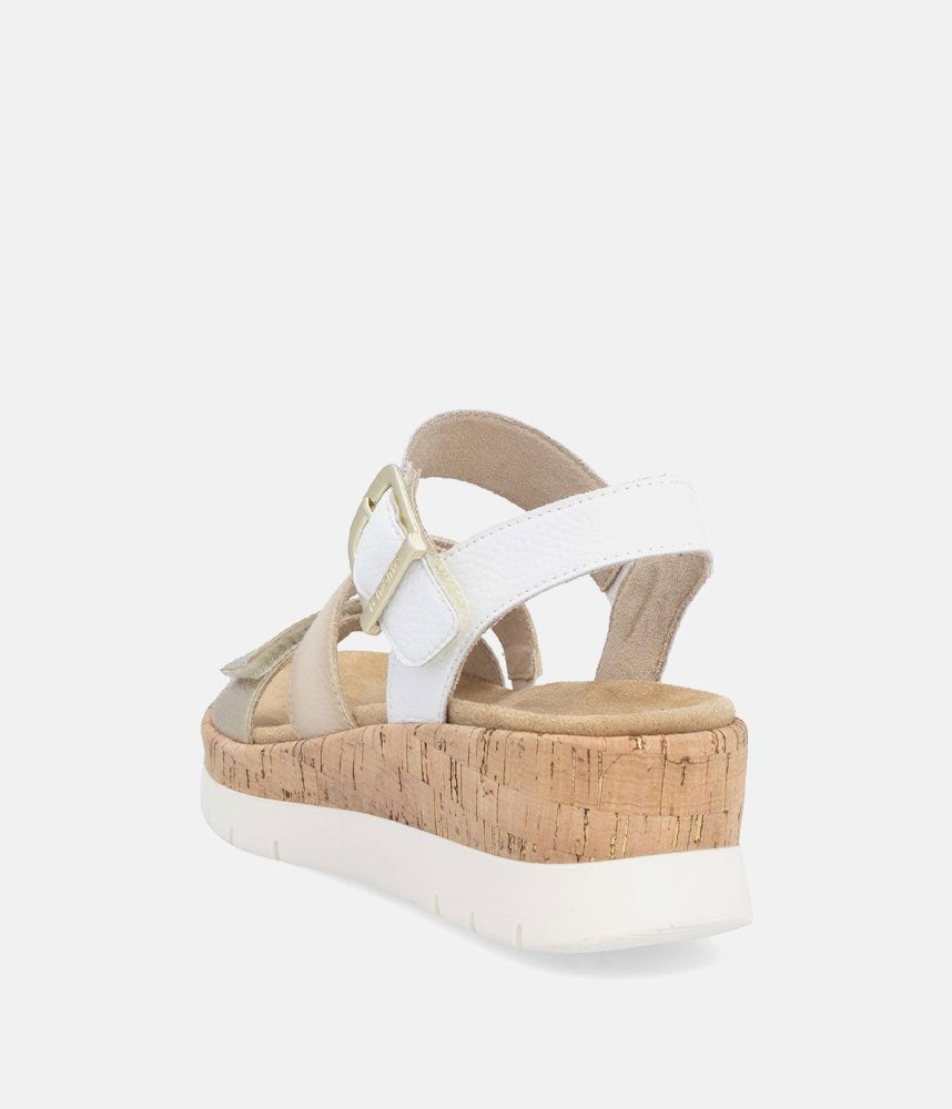 Remonte White Combi Strappy Wedge Sandals