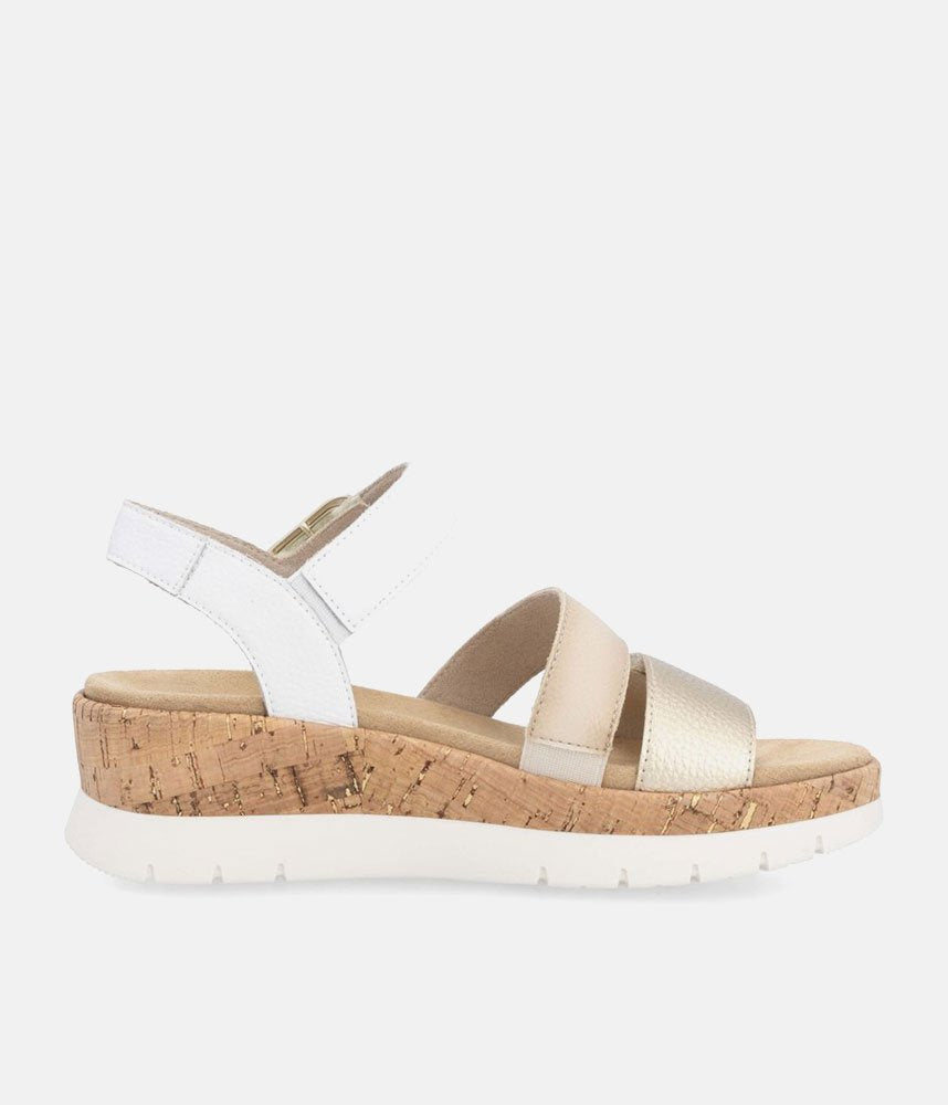 Remonte White Combi Strappy Wedge Sandals