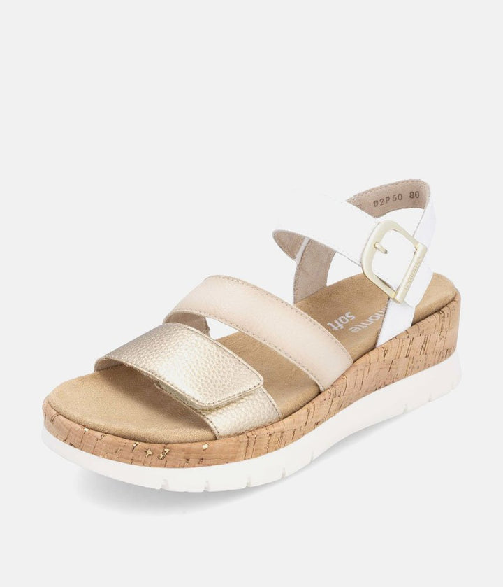 Remonte White Combi Strappy Wedge Sandals