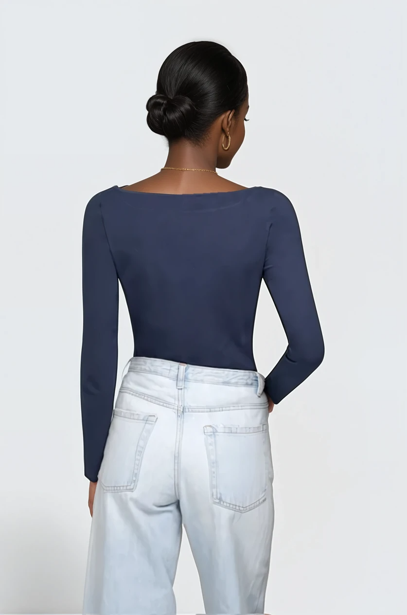 Tall Women’s Double Front Boat Neck Long Sleeve Tee