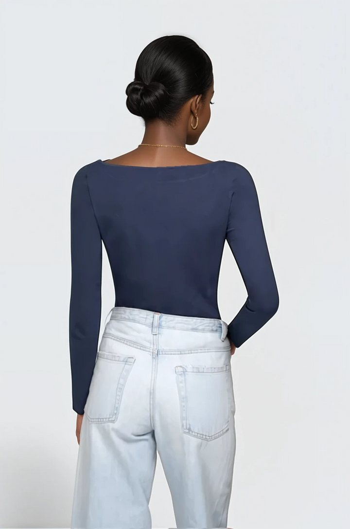 Tall Women’s Double Front Boat Neck Long Sleeve Tee