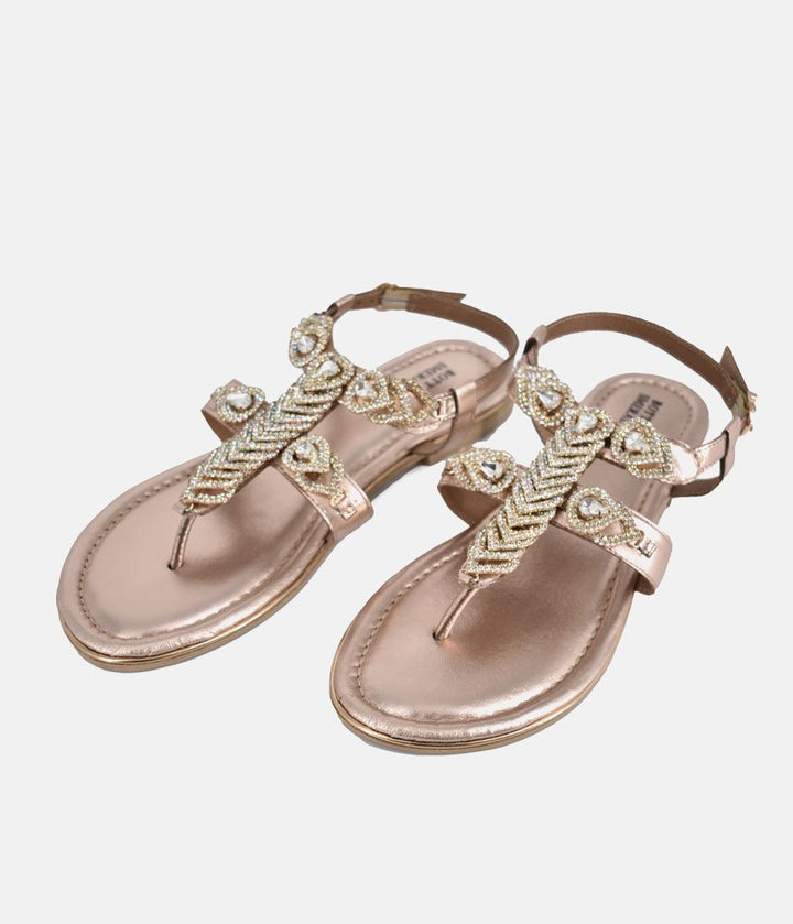 Bottega Stunning Diamante Sandals - Rose Gold