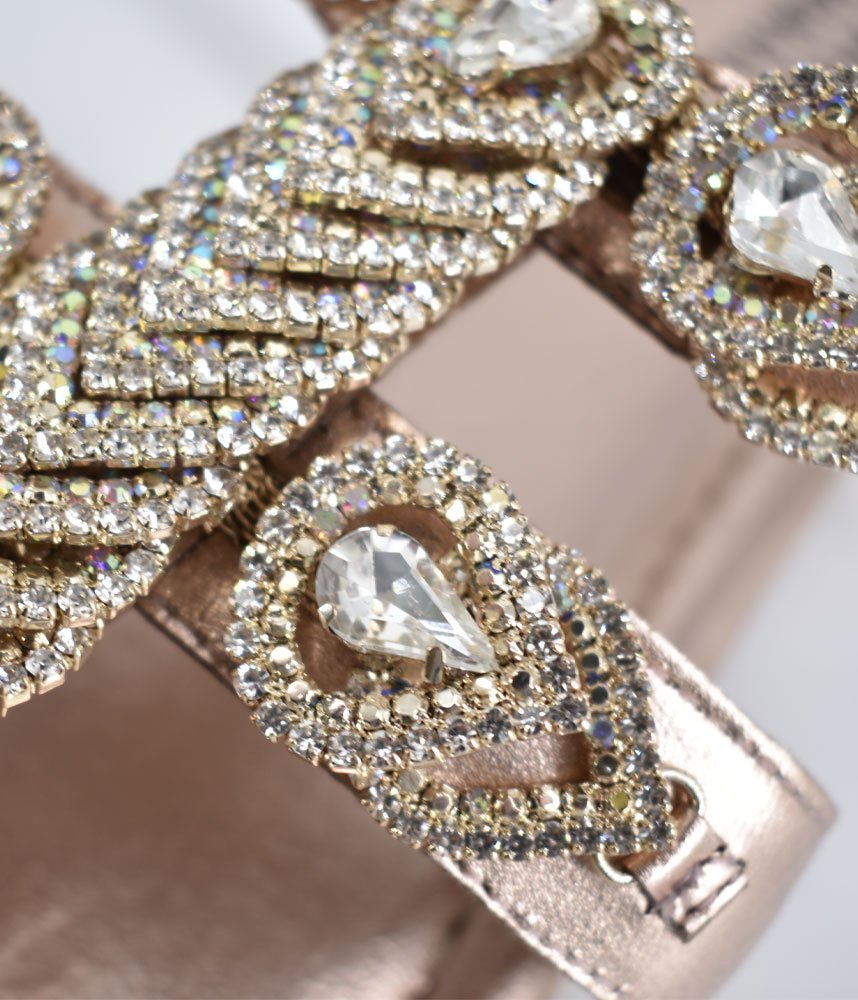 Bottega Stunning Diamante Sandals - Rose Gold