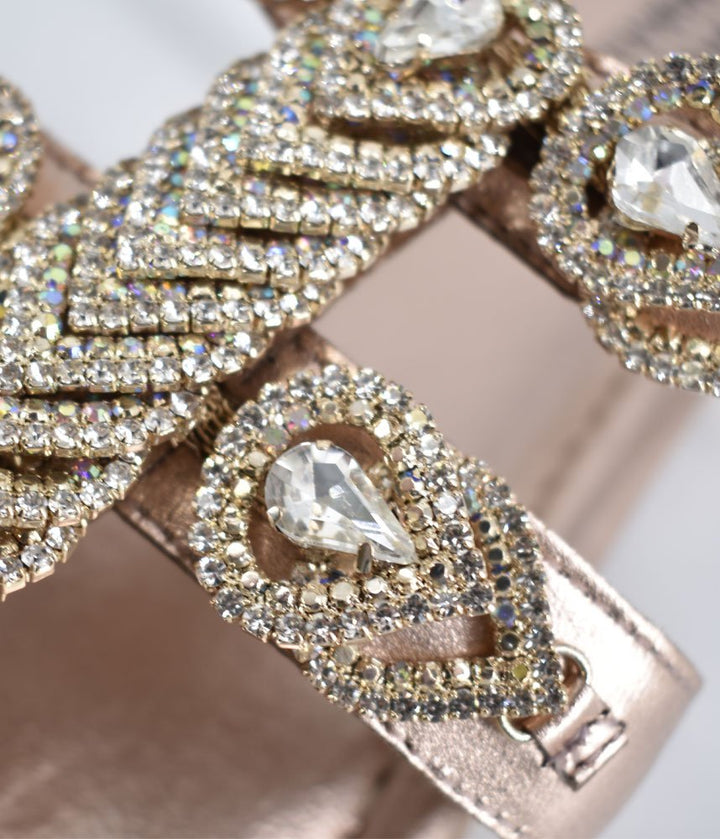 Bottega Stunning Diamante Sandals - Rose Gold