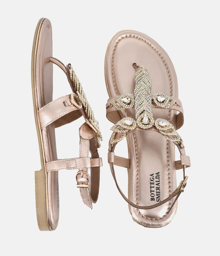 Bottega Stunning Diamante Sandals - Rose Gold