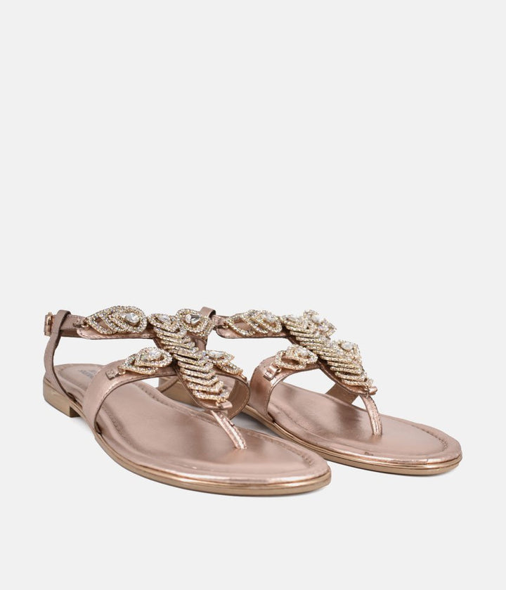 Bottega Stunning Diamante Sandals - Rose Gold