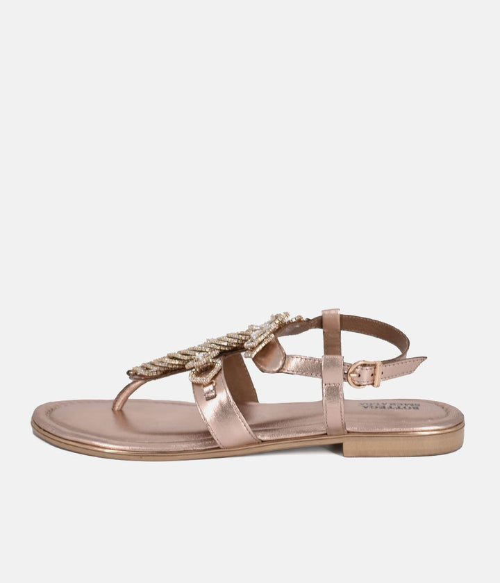Bottega Stunning Diamante Sandals - Rose Gold