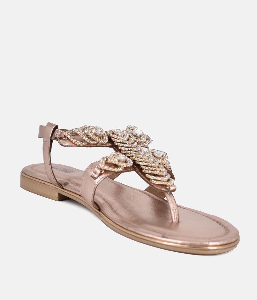Bottega Stunning Diamante Sandals - Rose Gold