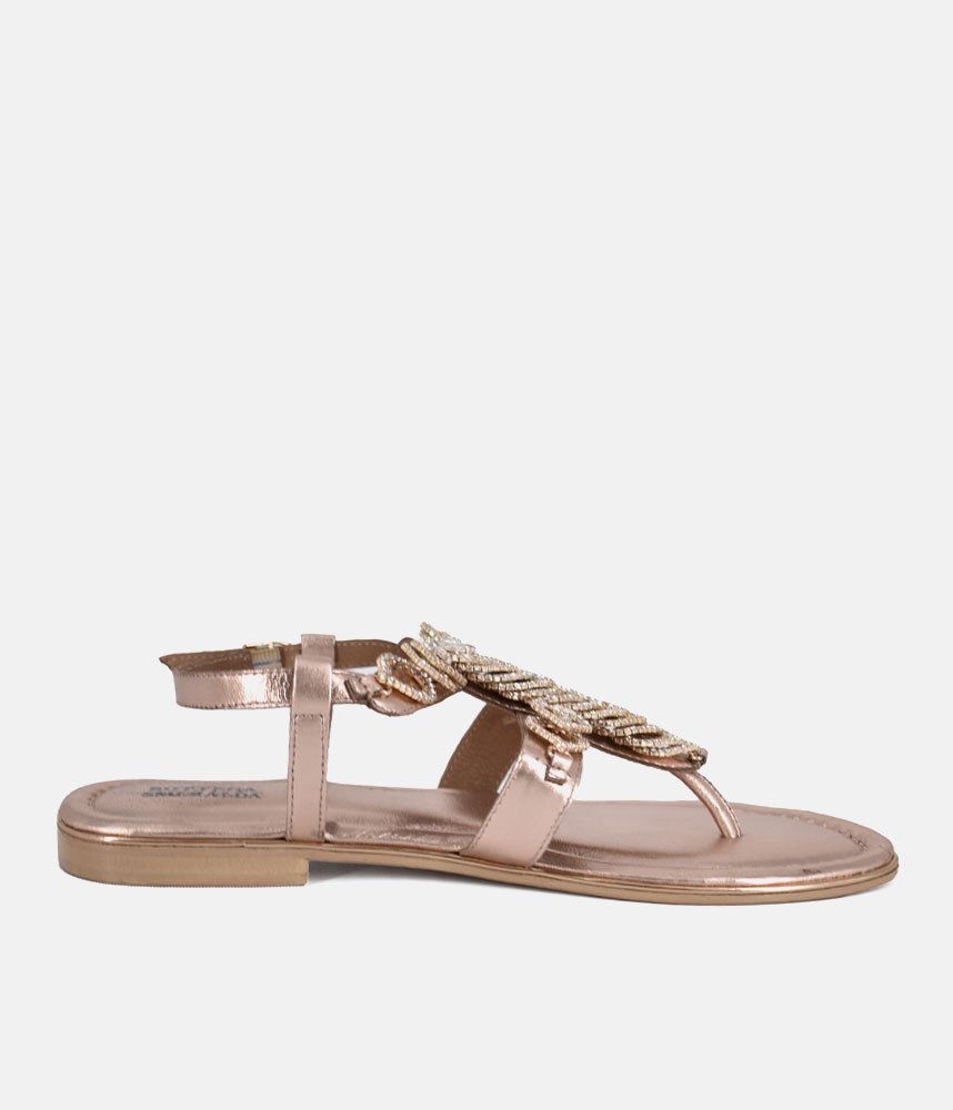 Bottega Stunning Diamante Sandals - Rose Gold