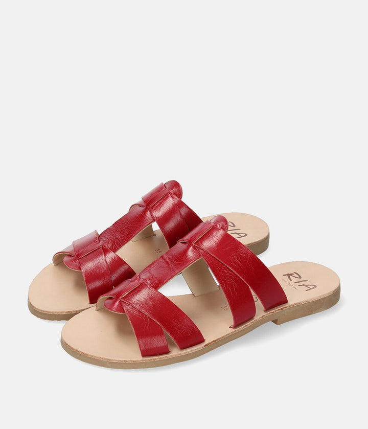 Ria Stunning Ruby Red Leather Sandals