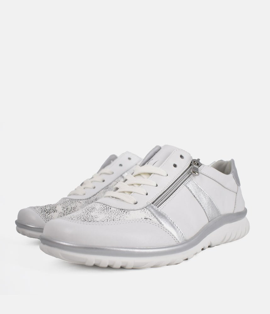 Semler Fashionable Trainers - Ice White and Silver
