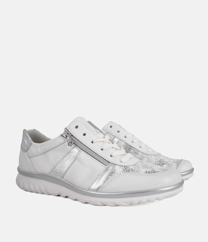 Semler Fashionable Trainers - Ice White and Silver