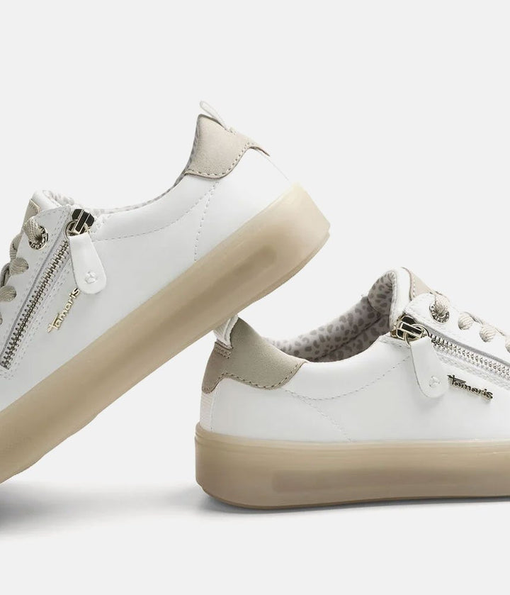Tamaris Comfortable White Leather Trainers