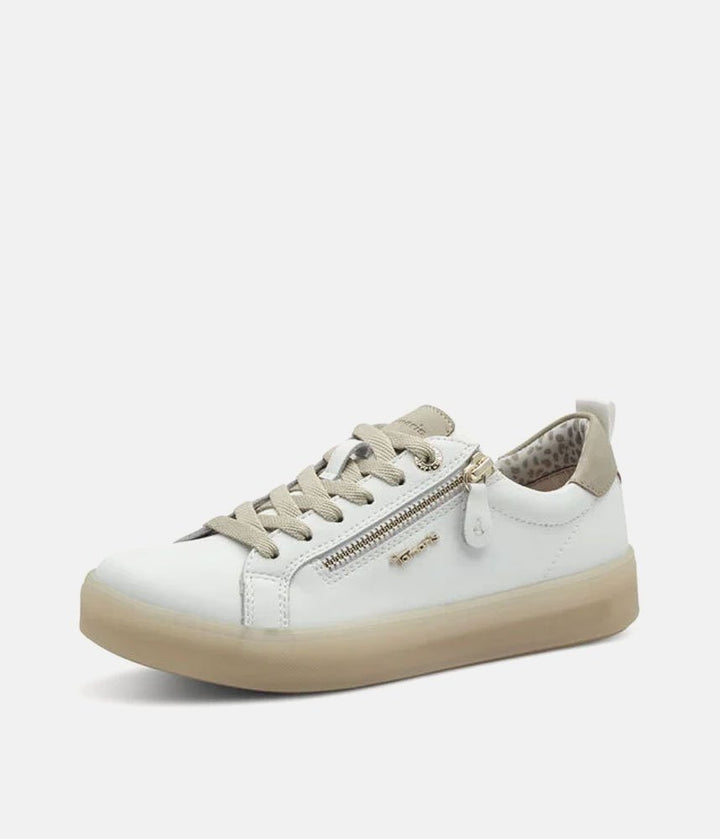 Tamaris Comfortable White Leather Trainers