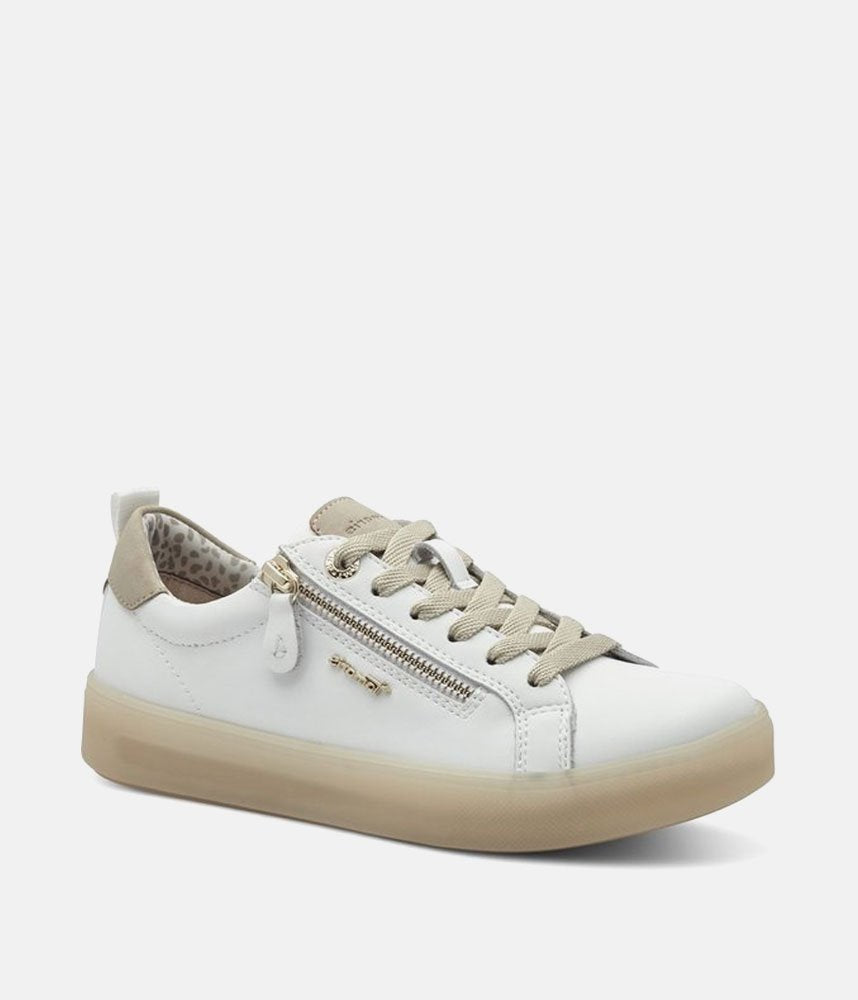 Tamaris Comfortable White Leather Trainers