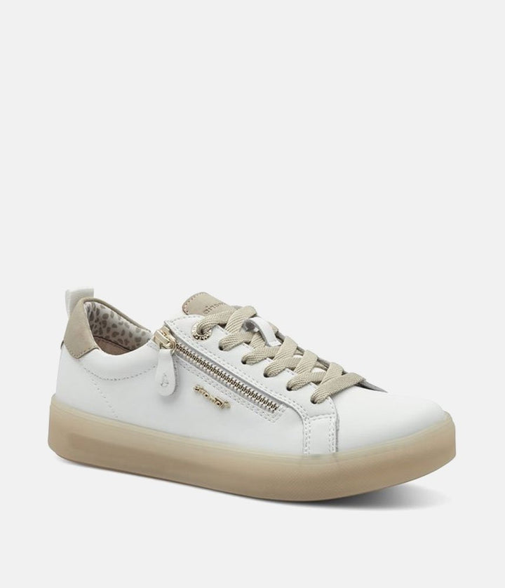Tamaris Comfortable White Leather Trainers