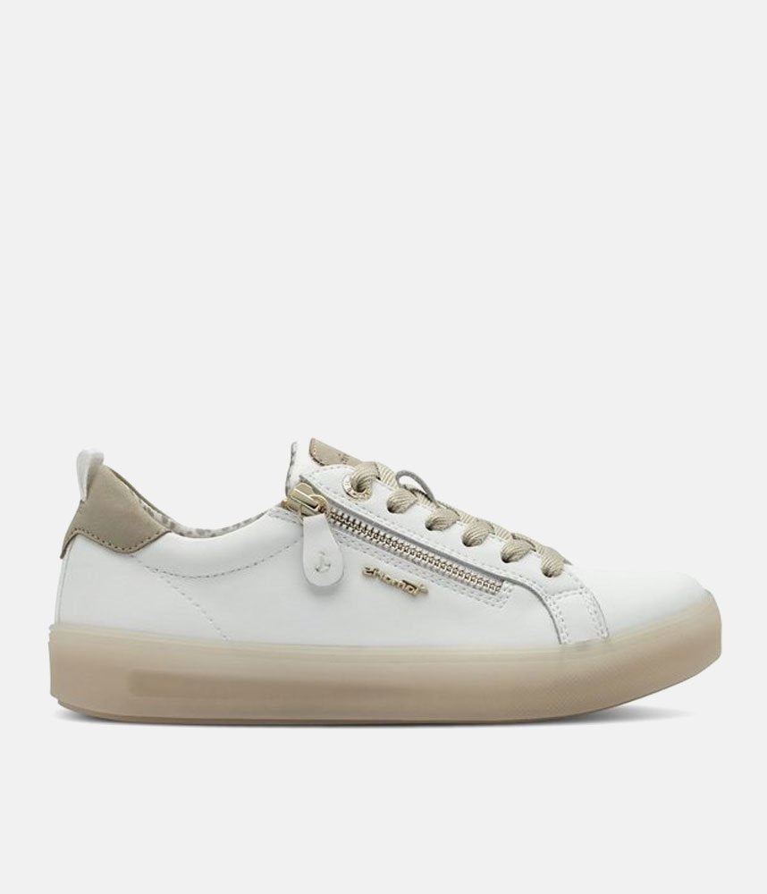 Tamaris Comfortable White Leather Trainers