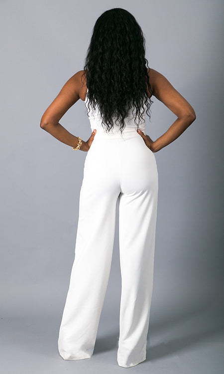 Button Up Jumpsuit - White