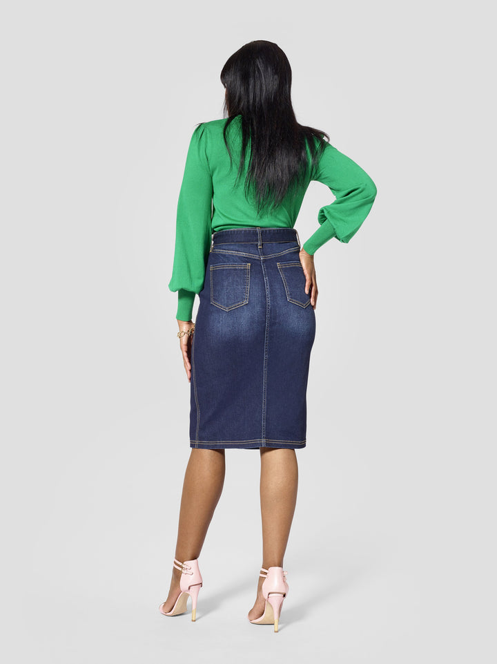 Belted Tall Denim Skirt