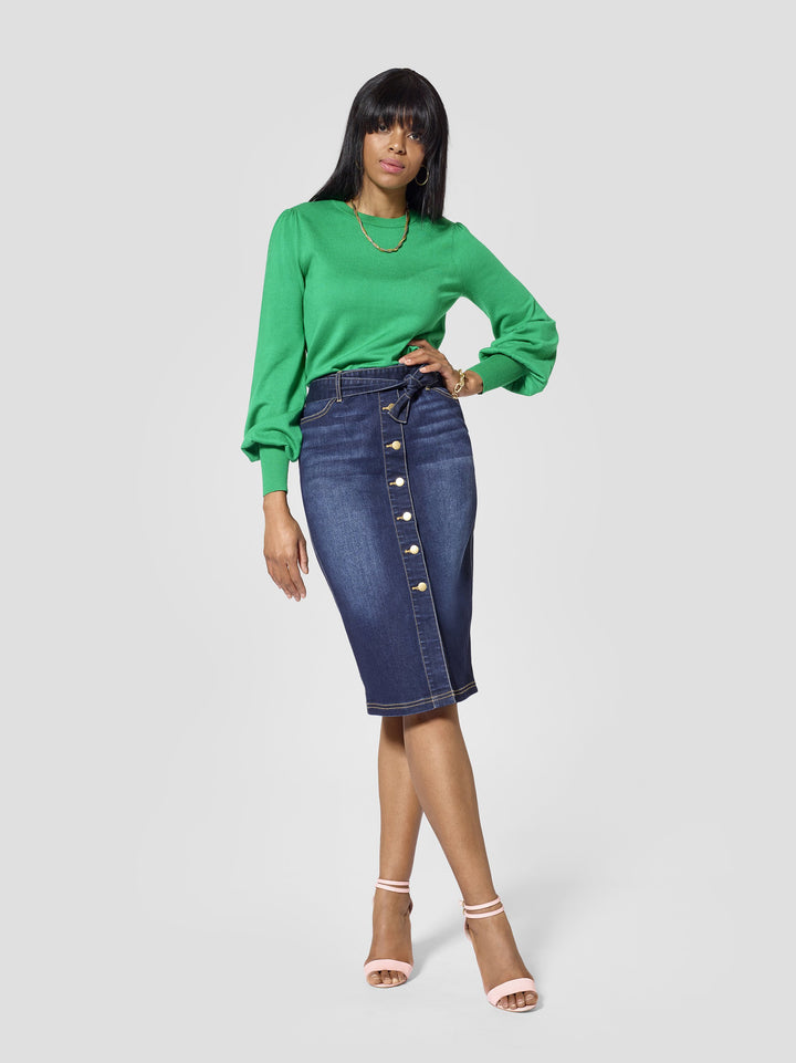Belted Tall Denim Skirt