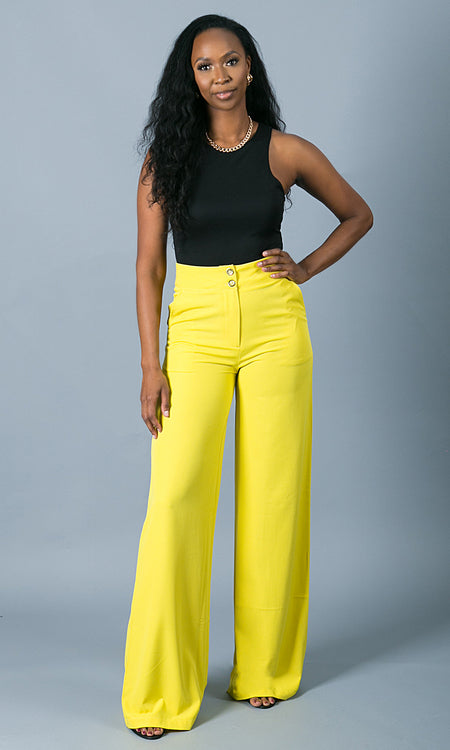 Double Button Pants - Yellow