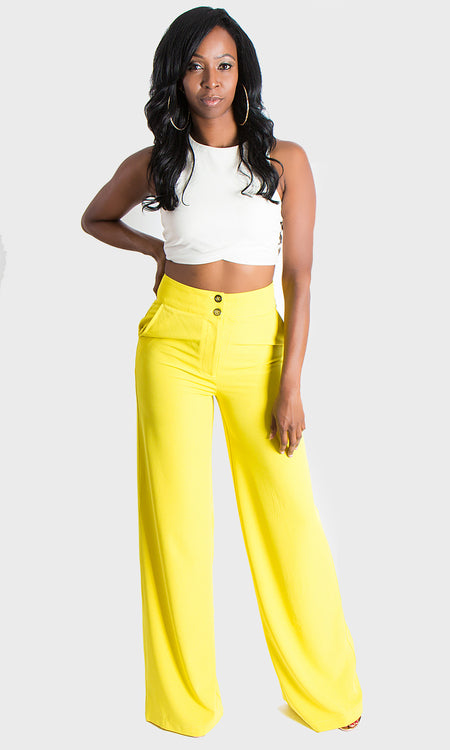 Double Button Pants - Yellow