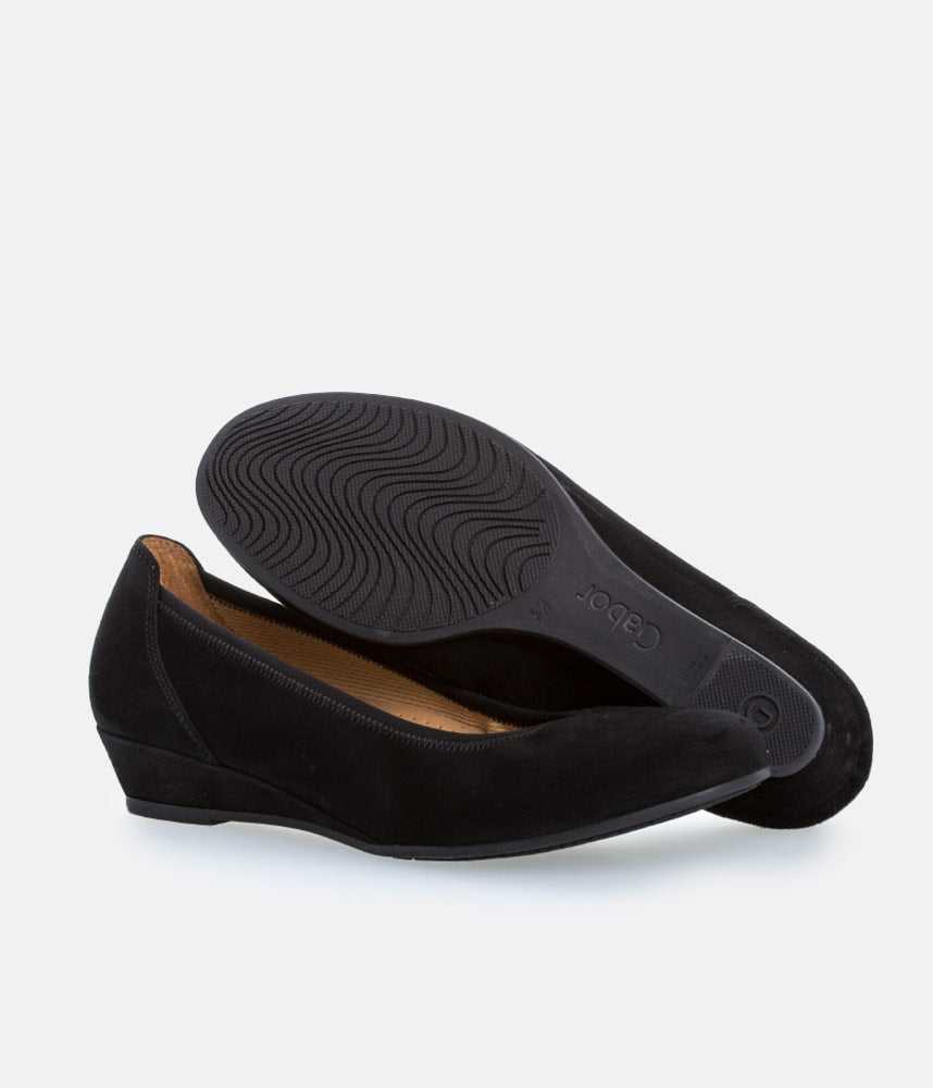 Gabor Plush Black Suede Mini Wedges