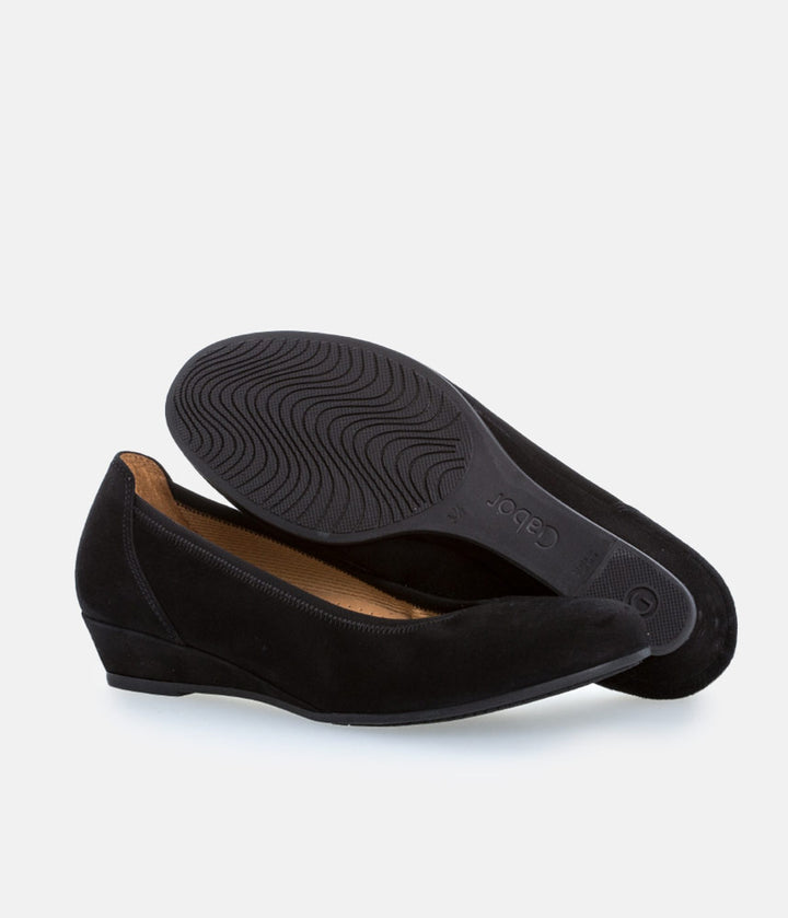 Gabor Plush Black Suede Mini Wedges