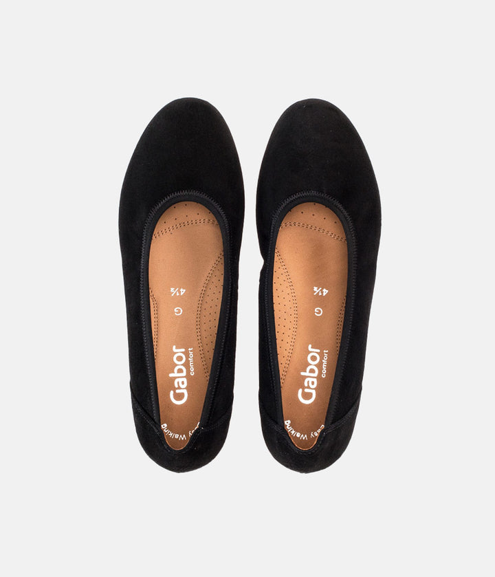 Gabor Plush Black Suede Mini Wedges