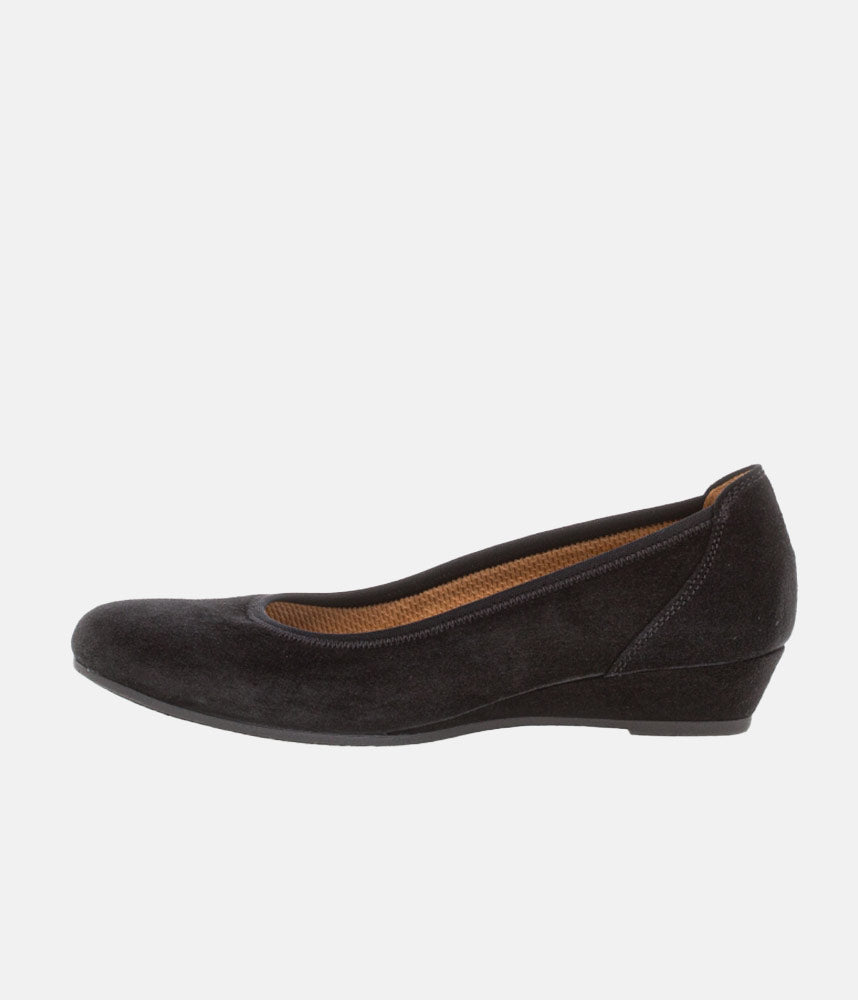 Gabor Plush Black Suede Mini Wedges