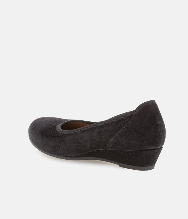 Gabor Plush Black Suede Mini Wedges