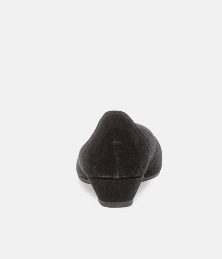 Gabor Plush Black Suede Mini Wedges