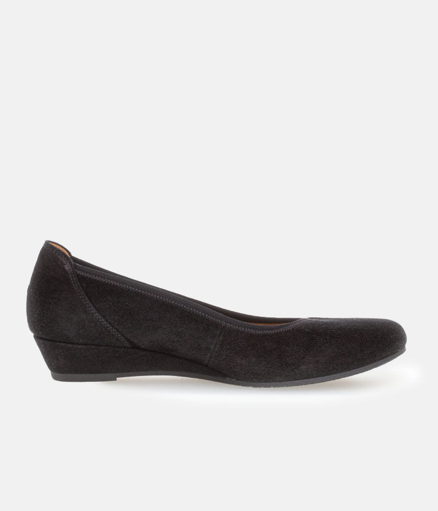 Gabor Plush Black Suede Mini Wedges