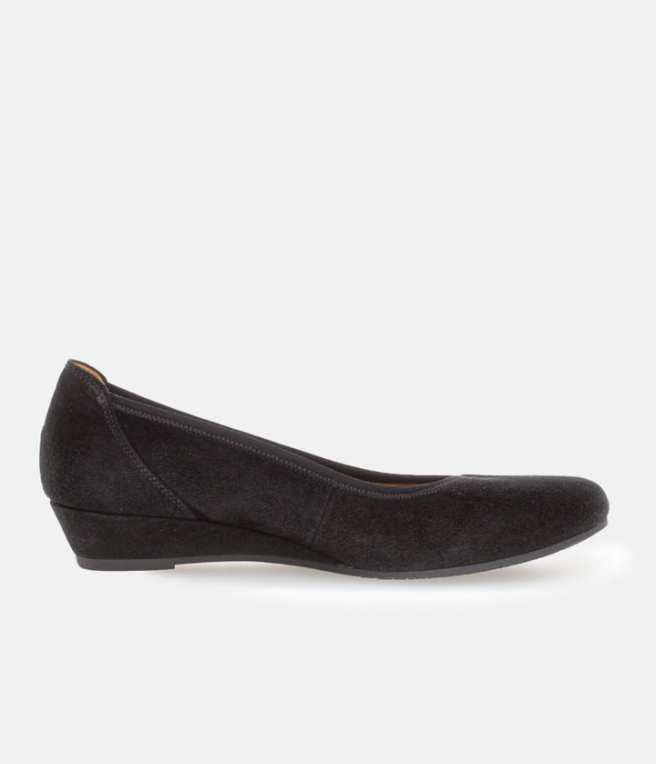 Gabor Plush Black Suede Mini Wedges