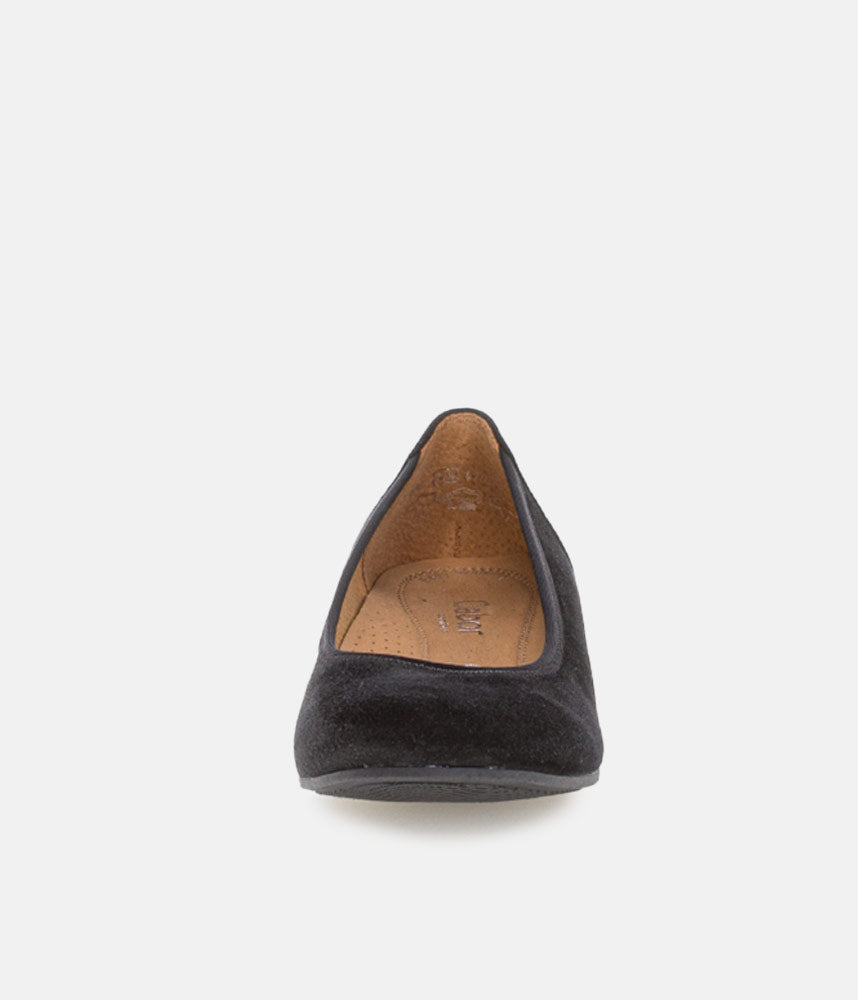 Gabor Plush Black Suede Mini Wedges