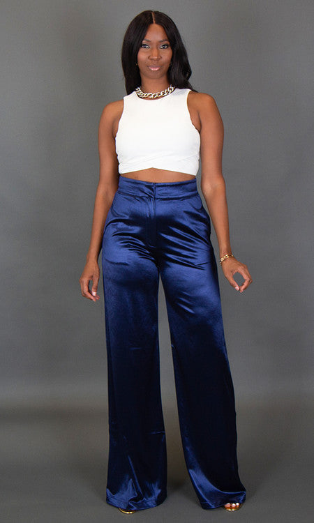 Mila Wide Leg Pants - Navy