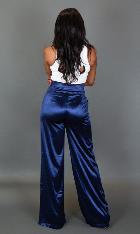 Mila Wide Leg Pants - Navy