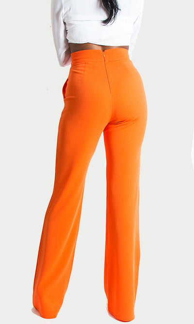 Paris Wide Leg Pants - Orange