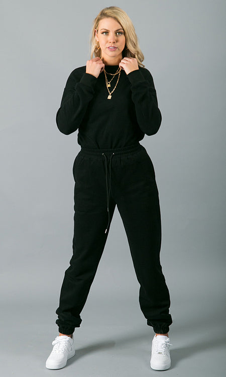 Sweatin' Me Crew Neck Sweatshirt - Black