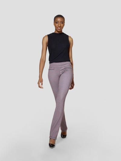 Tall Michelle Houndstooth /Burgundy Reversible Bootcut Pant