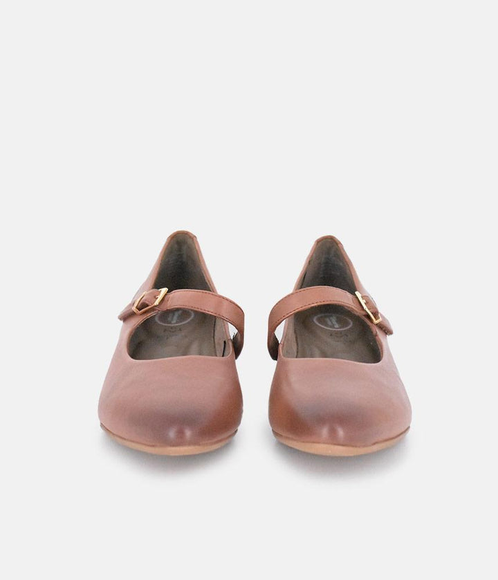 Tamaris Classic Brown Mary Jane Low Block Heels
