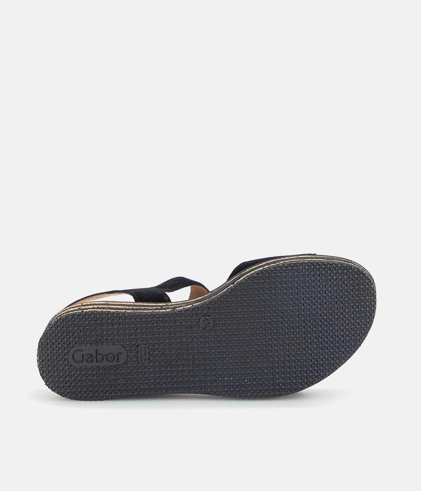 Gabor Plush Black Suede Wedge Sandals