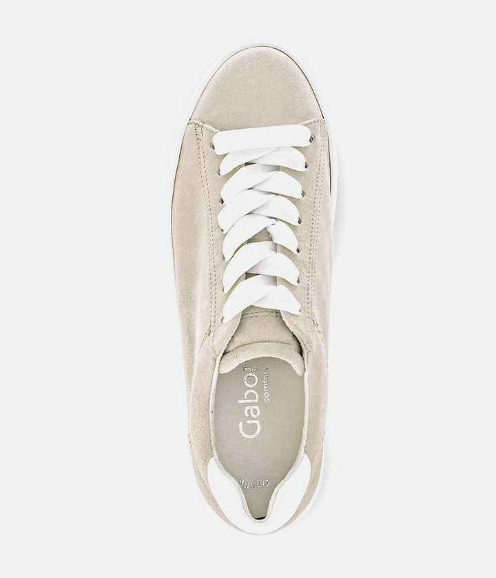 Gabor Trendy Beige Suede Platform Trainers