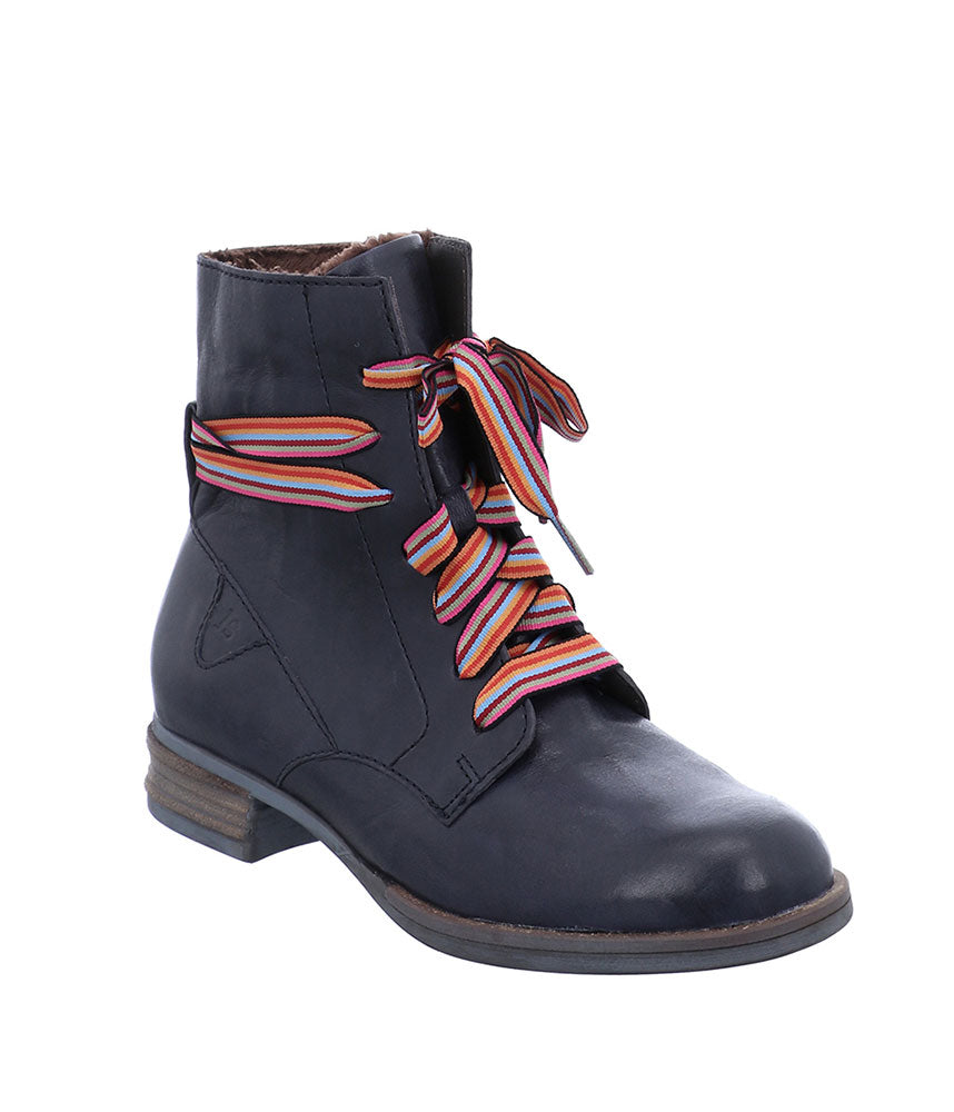Josef Seibel Trendy Navy Lace Up Combat Boots